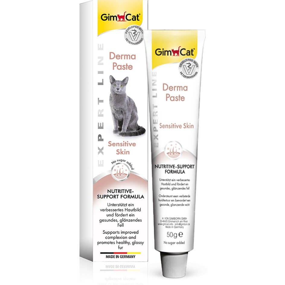 خمیر پوست و مو گربه جیم کت مدل Derma Paste وزن ۵۰ گرم Gimcat Derma Paste For Sensitive Skin 50gr