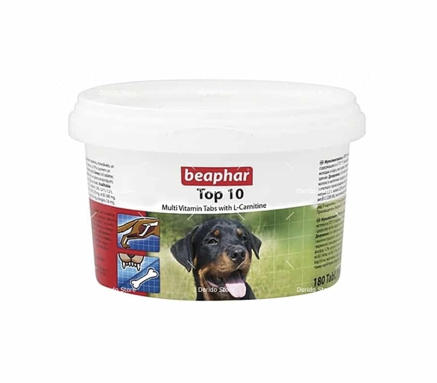 قرص مولتی ویتامین سگ بیفار مدل TOP 10 بسته 180 عددی Beafar Dog Multivitamin Tablets Model TOP 10, Pack of 180