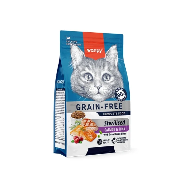 غذای خشک گربه عقیم شده ونپی با طعم ماهی تن و سالمون Wanpy Grain Free Sterilised