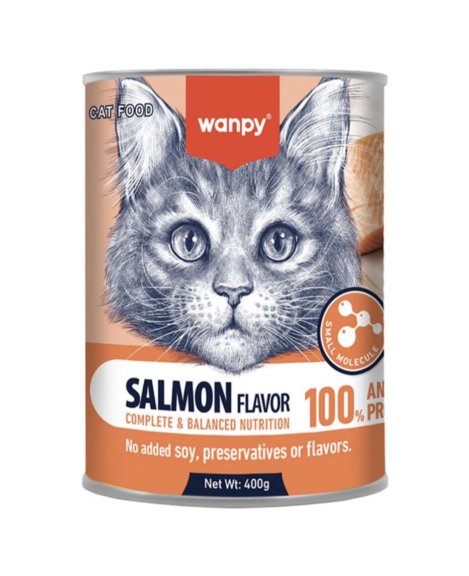 کنسرو غذای گربه ونپی با طعم سالمون ۴۰۰ گرم Wanpy Complete, Balanced 400 g