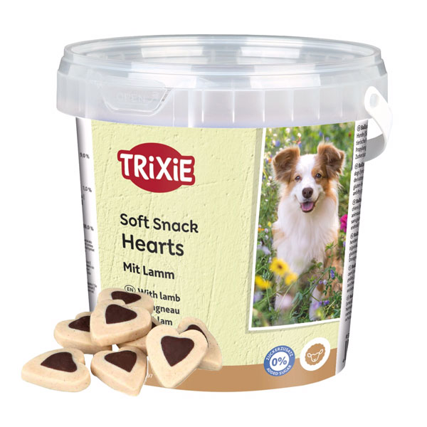 تشویقی سطلی سگ تریکسی مدل قلبی ۵۰۰ گرم TRIXIE Soft Snack Happy Hearts bucket 500 g