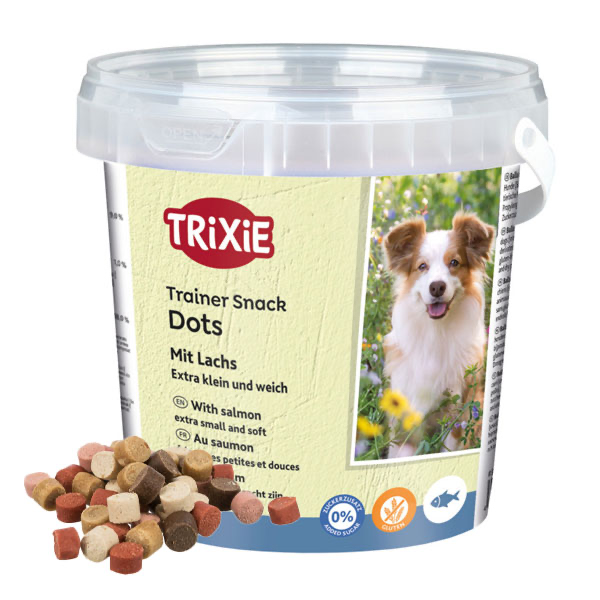 تشویقی سطلی سگ تریکسی مدل Dots وزن ۵۰۰ گرم Trixie Soft Snack Mini Trainer Dots salmon 500 g