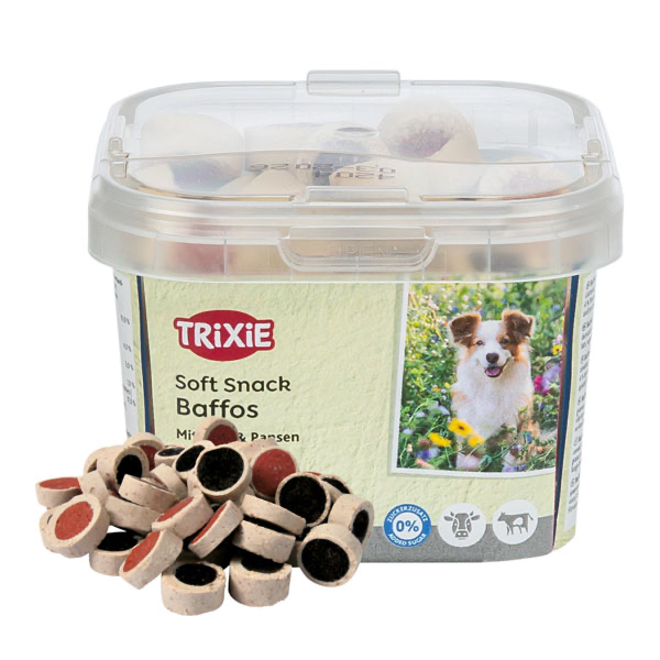 تشویقی سطلی سگ با طعم گوشت و سیرابی تریکسی وزن ۱۴۰ گرم Trixie Soft Snack Baffos 140 g